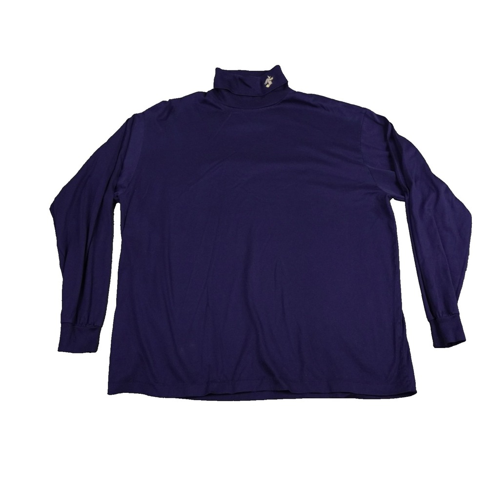 VTG Cross Creek Turtleneck Shirt Mens XL‎ Blue Salem Embroidered Witch Broom 80s